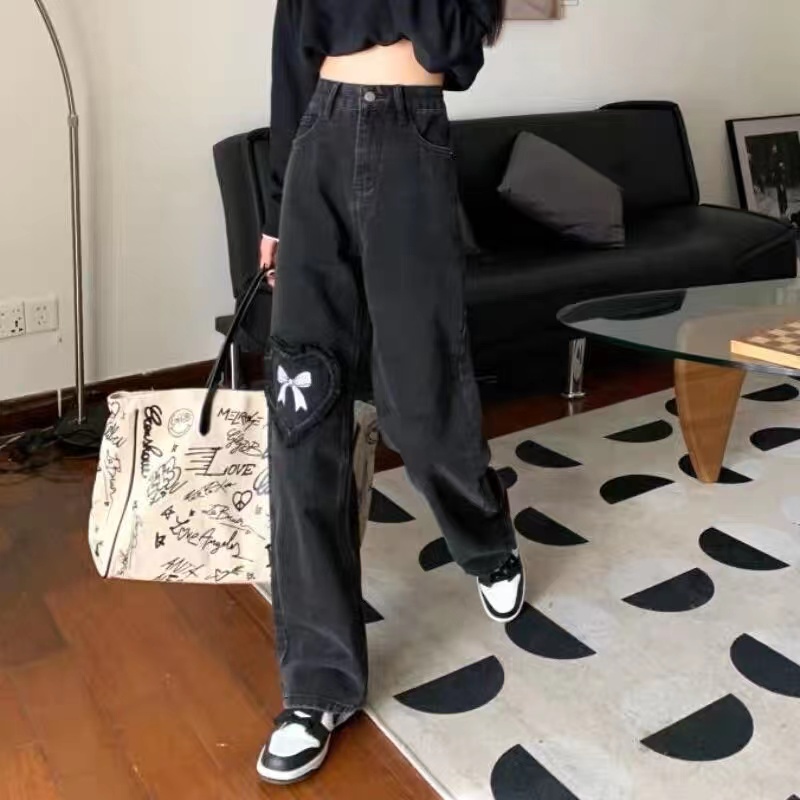 Quần Jeans Nữ Dài Dáng Rộng Thời Trang Phong Cách Hàn Quốc