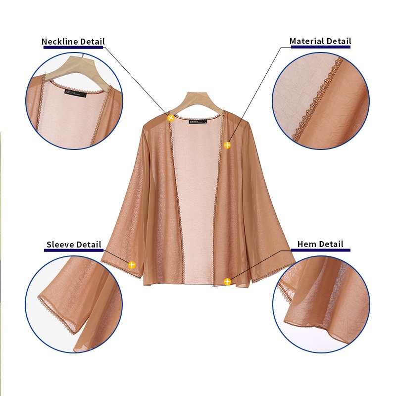 Zanzea Áo Khoác Ren Tay Dài Phong Cách Kimono Thời Trang Cho Nữ