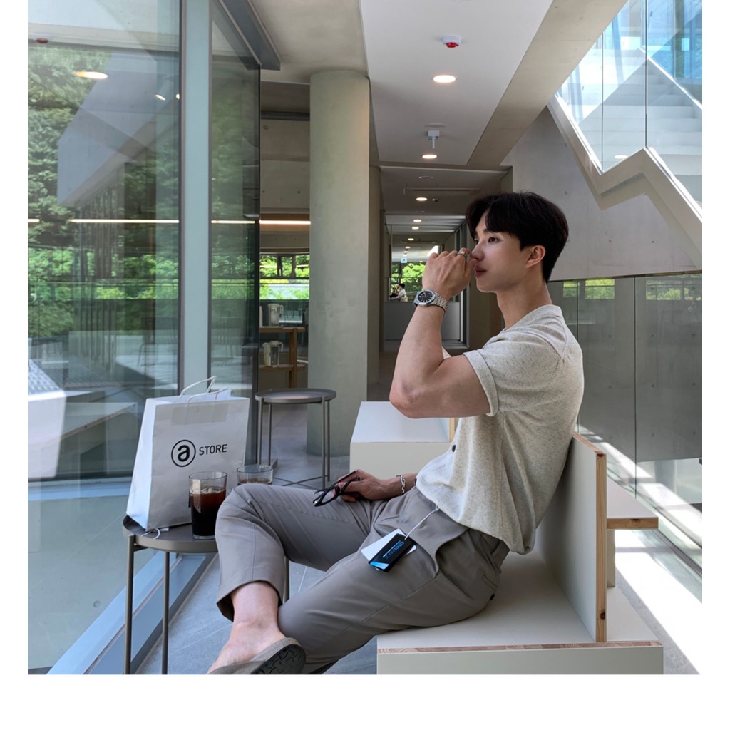 Áo Thun polo Dệt Kim Tay Ngắn Dáng Rộng Màu Đen Phong Cách Hàn Quốc Thời Trang Mùa Thu Cho Nam