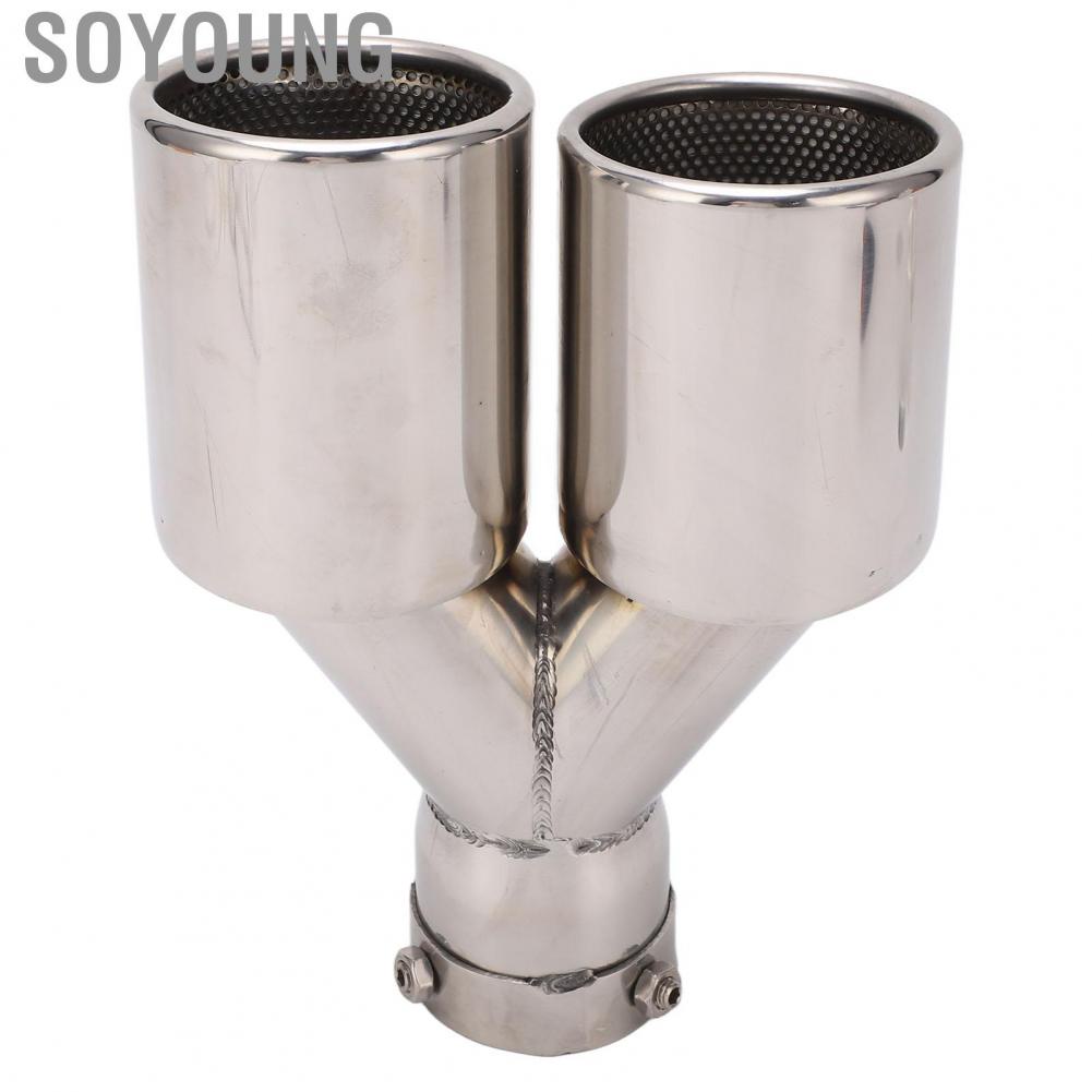 Soyoung Dual Exhaust Tips Tailpipe  Corrosion Universal Bevel Cut for Replacement