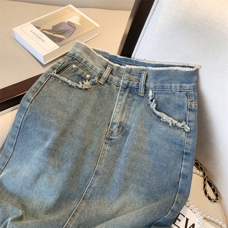 Chân Váy Denim Dáng Chữ A Lưng Cao Thiết Kế Mới Thời Trang Mùa Thu Đông Dành Cho Nữ