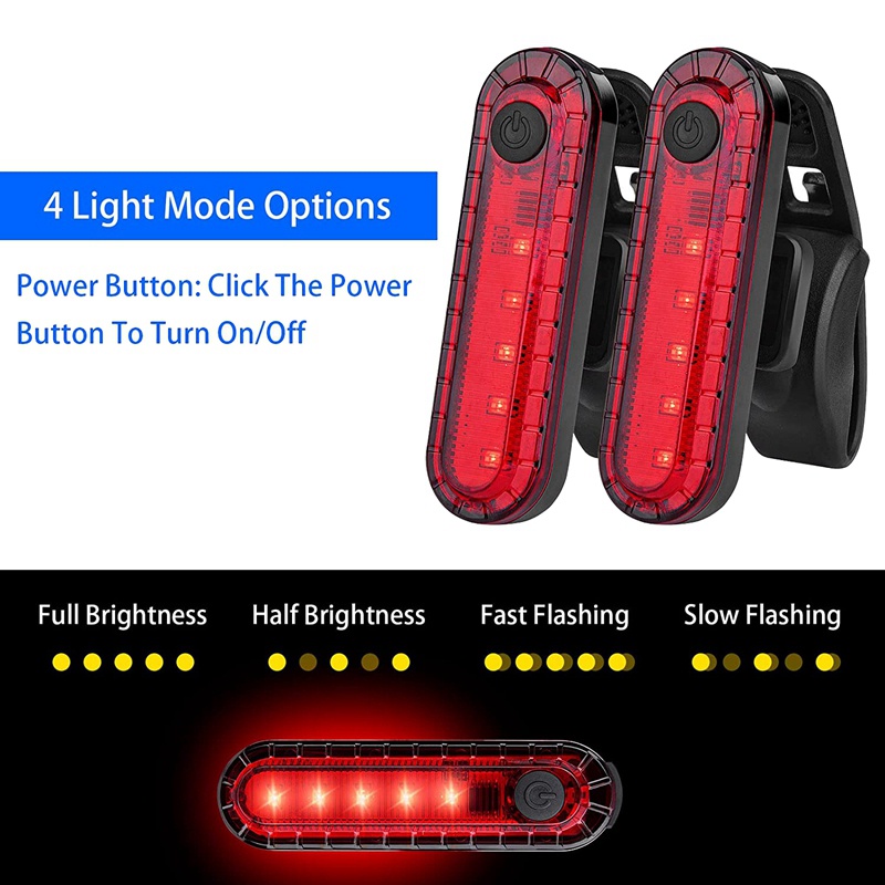 Set 8 Đèn LED Gắn Đuôi Xe Đạp Có Thể Sạc Lại Bằng Cổng USB