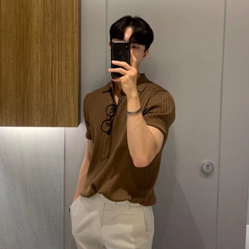 Áo Thun polo Dệt Kim Tay Ngắn Phong Cách Thời Trang Đường Phố Mùa Hè Mới 2023