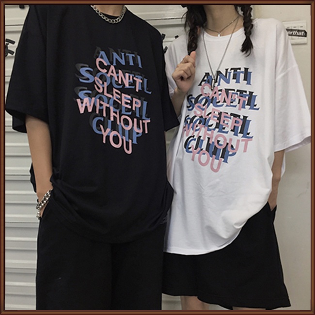 Áo Thun Ngắn Tay Dáng Rộng In Chữ Thời Trang Mùa Hè Giản Dị Dành Cho Nữ Và Nam