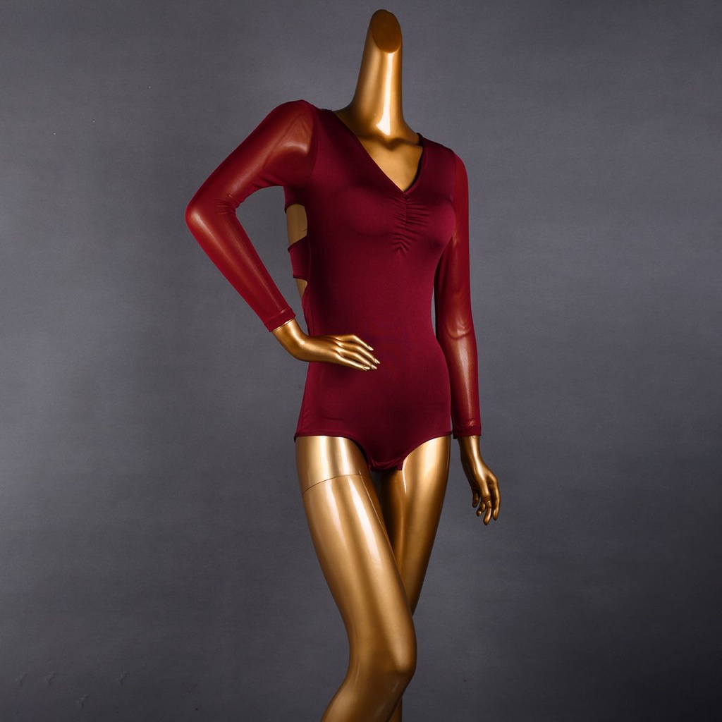 Áo Denim Khiêu Vũ Latin 2021 Tay Dài Cổ Chữ v Màu Đen Dành Cho Nữ