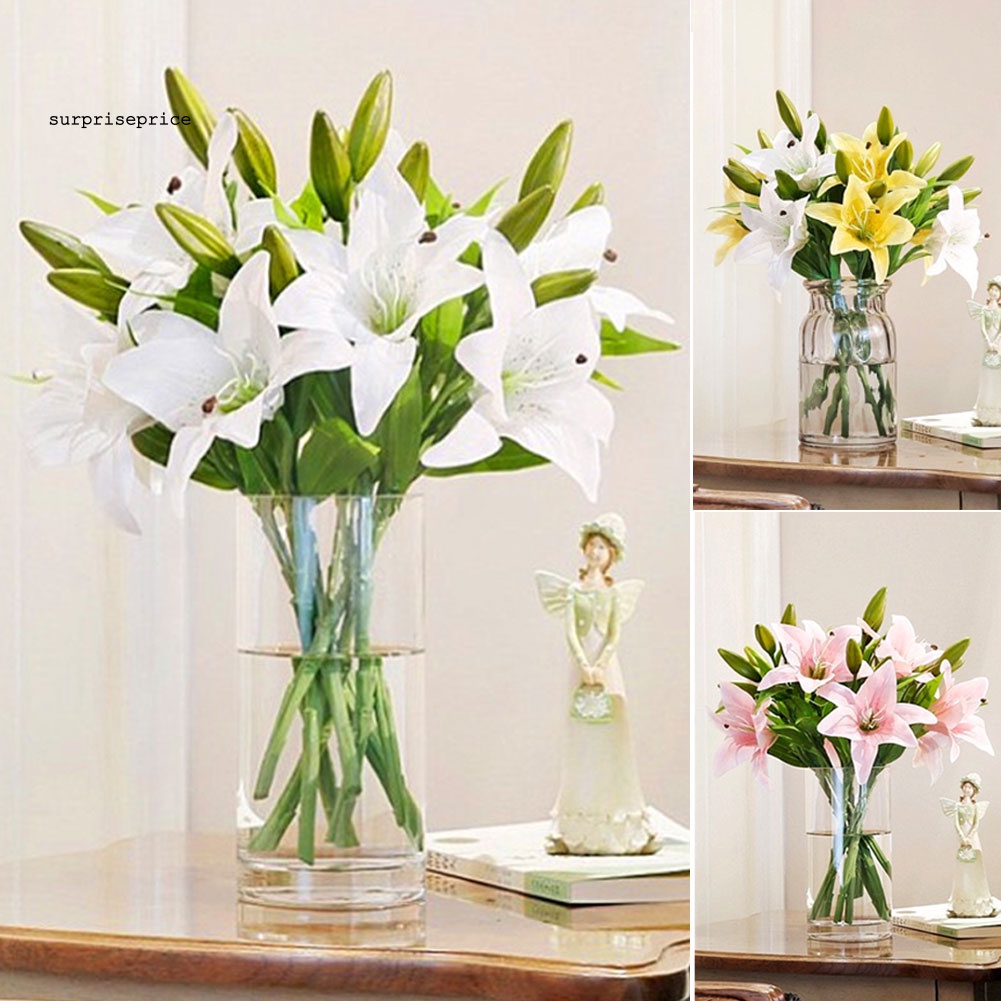 1 Cành Hoa Lily Nhân Tạo Trang Trí Nhà Ở, Văn Phòng, Tiệc Cưới