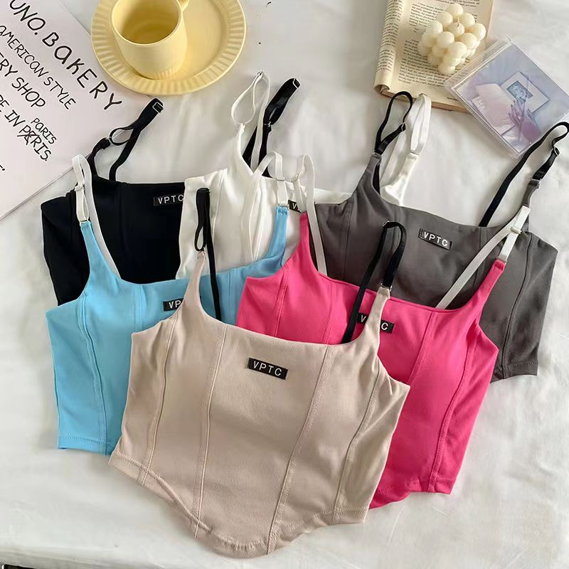 Áo Hai Dây In Chữ Phong Cách Pháp Thời Trang Mùa Hè Quyến Rũ Cho Nữ