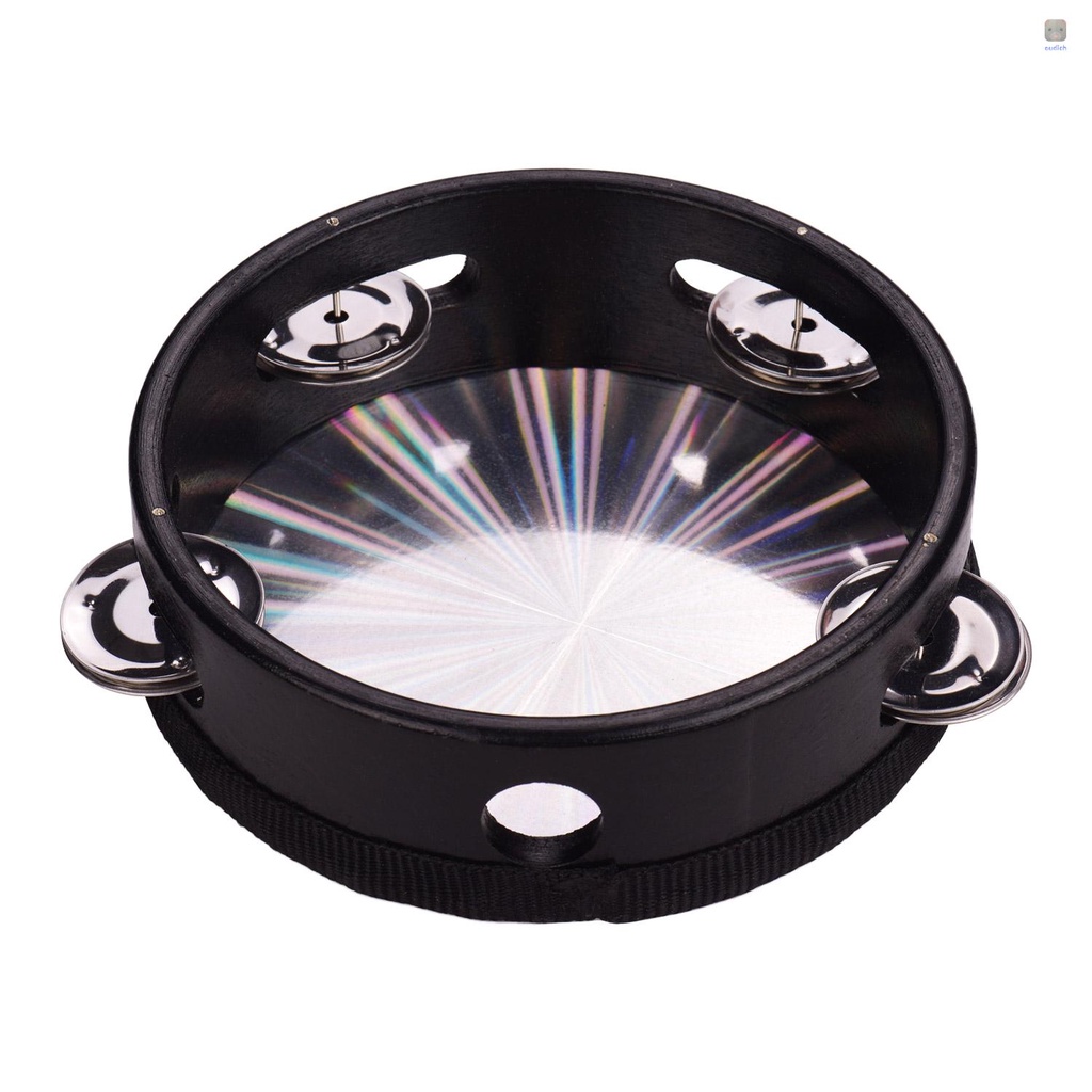 Trống Lục Lạc Cầm Tay 6 Inch Bằng Gỗ Màu Phản Quang Cho Người Lớn Và Trẻ Em