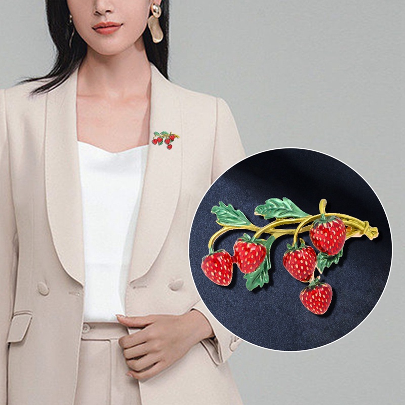 Ygt Ghim Cài Áo Tráng Men Họa Tiết Dâu Tây / Hoa / Trái Dâu Dễ Thương Dùng Để Trang Trí Nón / Khăn Cho