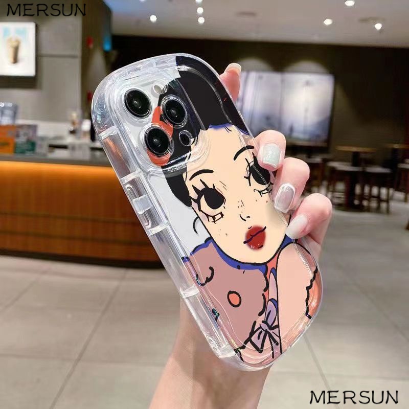 ✅Ốp Điện Thoại Túi Khí Mềm Cao Cấp Hình Cô Gái Mắt To iPhone14ProMax78plus Xr 11 12 xs 13 O77G