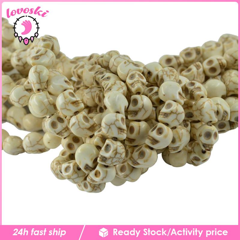 Hạt Đá Ngọc Lam Hình Đầu Lâu 1 Sợi Chạm Khắc Làm Trang Sức Thủ Công DIY