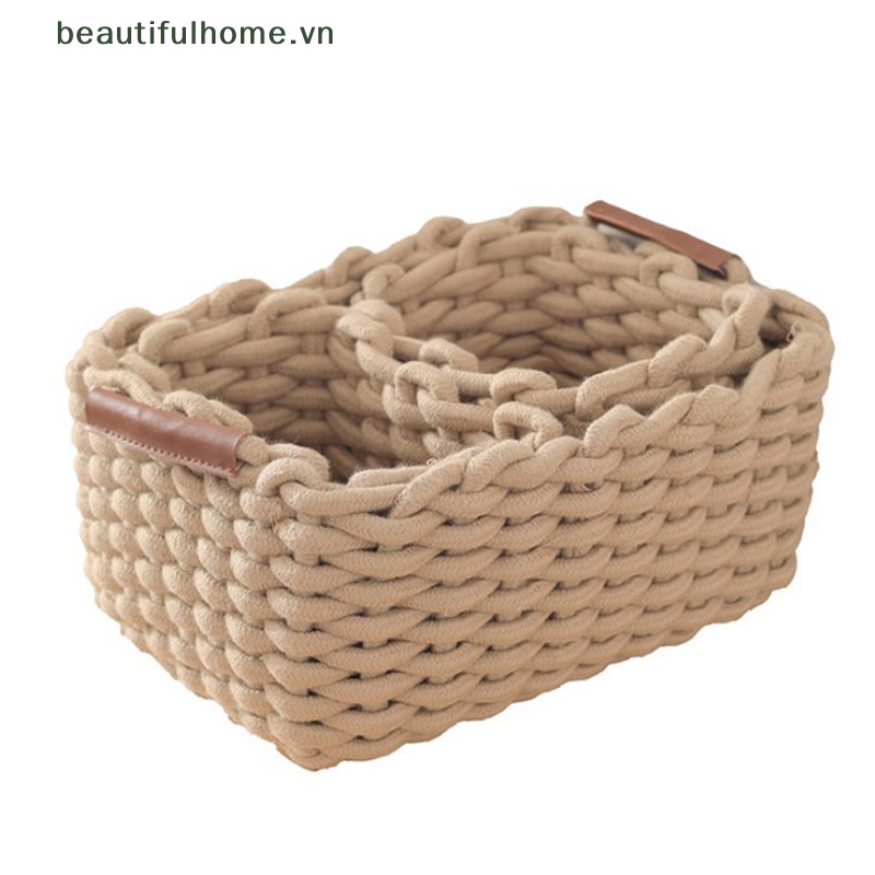 Giỏ Đựng Đồ Dùng / Đồ Dùng Bằng Dây Cotton Bện Tiện Dụng Trang Trí Nhà Cửa