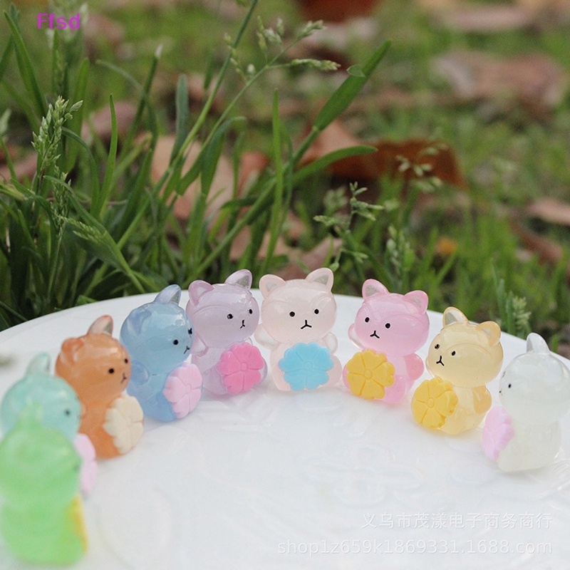 {Ffsd} Bộ 10 Tượng Vịt / Cáo Dạ Quang Mini Bằng Nhựa Resin Trang Trí Tiệc Giáng Sinh / Sinh Nhật