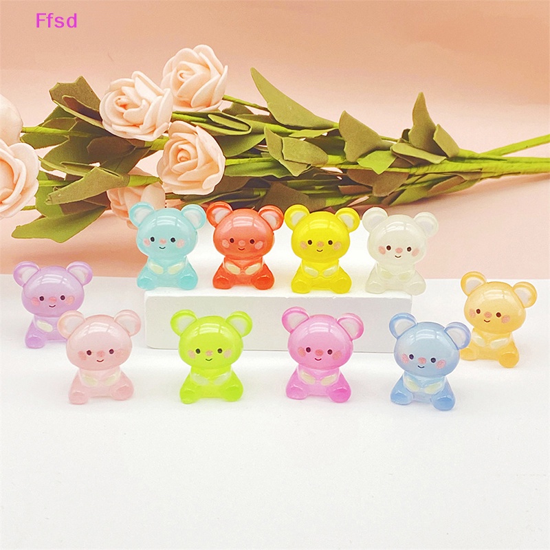 {Ffsd} Set 5 Phụ Kiện Trang Trí Nghệ Thuật Hình Gấu Koala Nhỏ Màu Dạ Quang DIY Bằng Nhựa Resin Cho Crafg