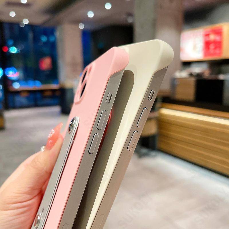 Ốp Điện Thoại Da Không Khung Chống Sốc Có Giá Đỡ Cho iPhone 11 14 13 12 Pro MAX Plus