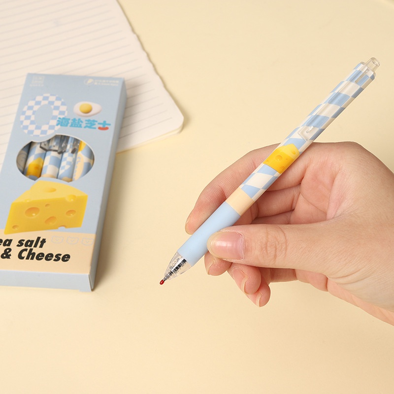 Bút Gel Đen Bấm UMEI Ngòi Kim 0.5 mm; có Thanh Cài Cheese & Fried Egg