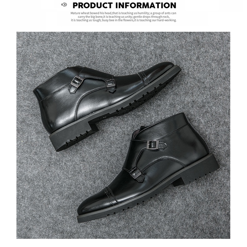 Giày bốt da nam mũi nhọn thoáng khí