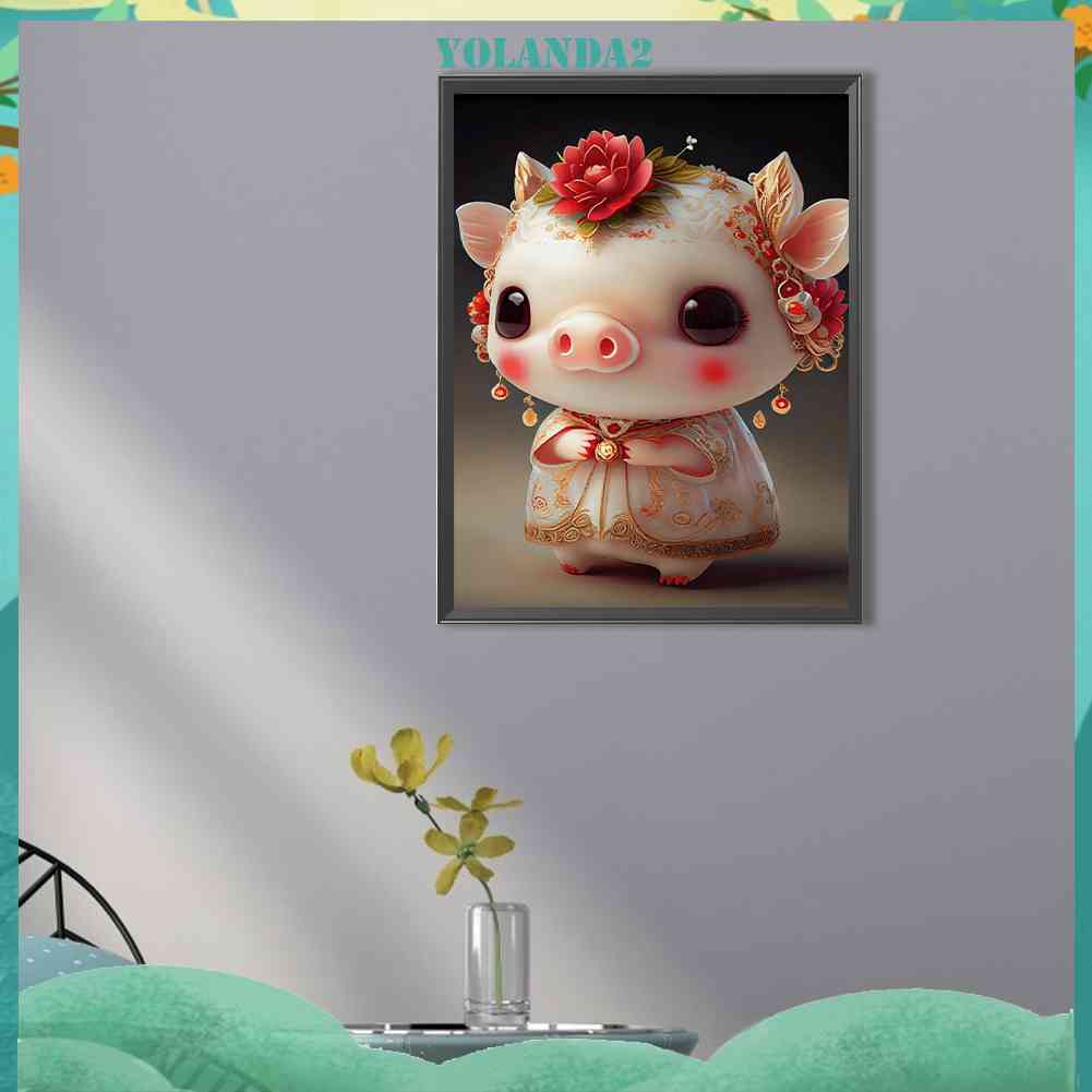 Tranh Đính Đá Kim Cương Toàn Bộ 5D DIY Hình Vẽ Heo