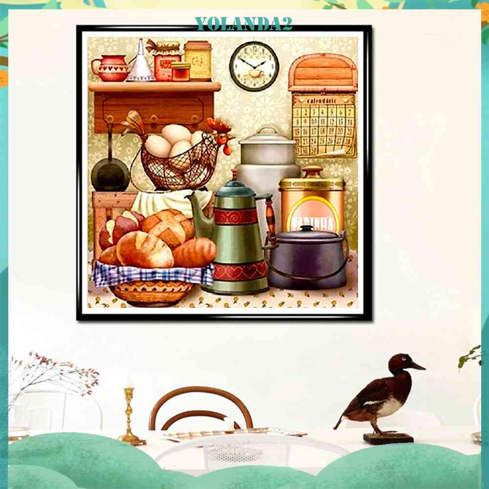 Tranh Đính Đá Kim Cương Toàn Bộ 5D DIY Hình Vẽ Đồ Ăn Trang Trí Nhà Cửa