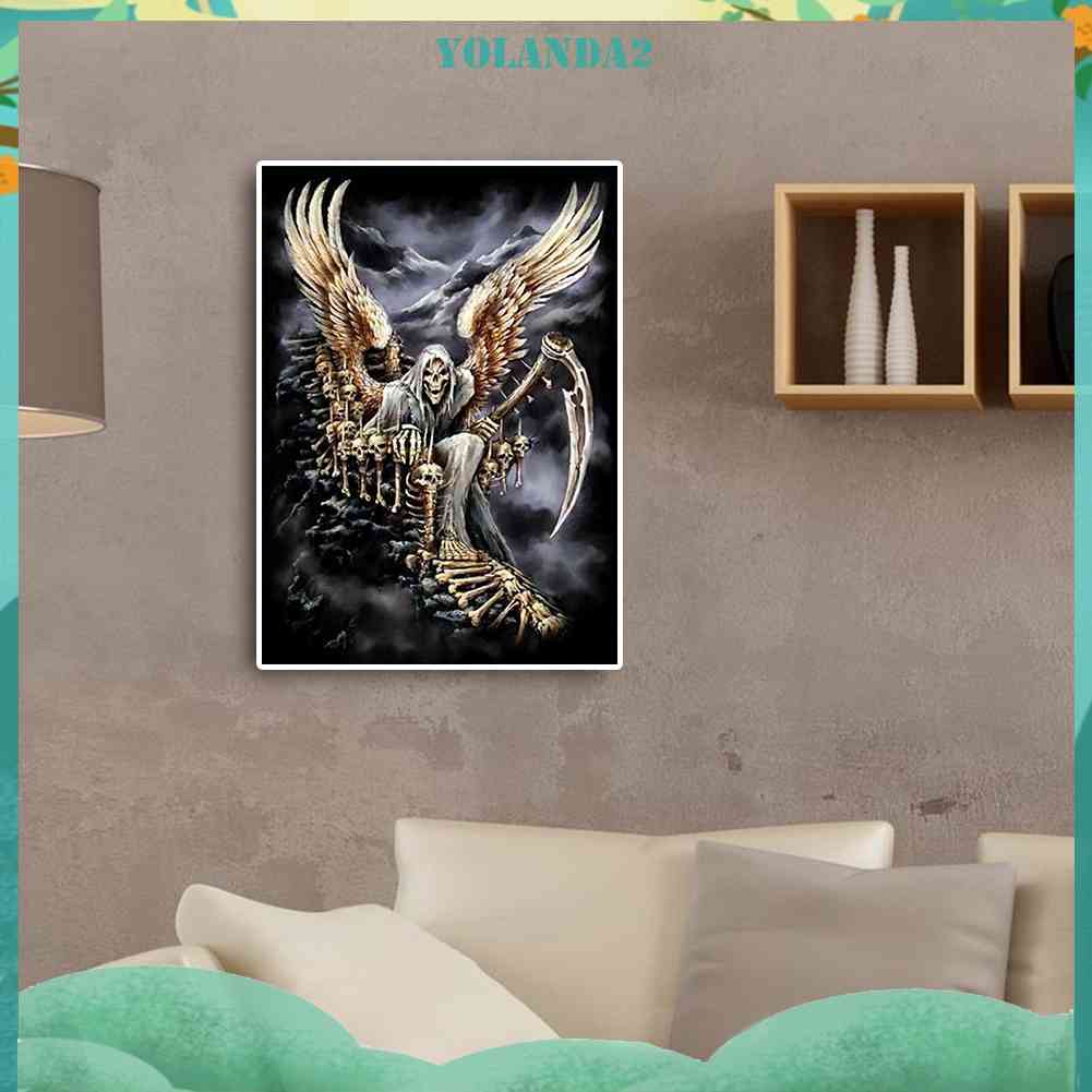 Tranh Đính Đá Kim Cương Toàn Bộ 5D DIY Hình Vẽ Bộ Xương Người Trang Trí Nhà Cửa