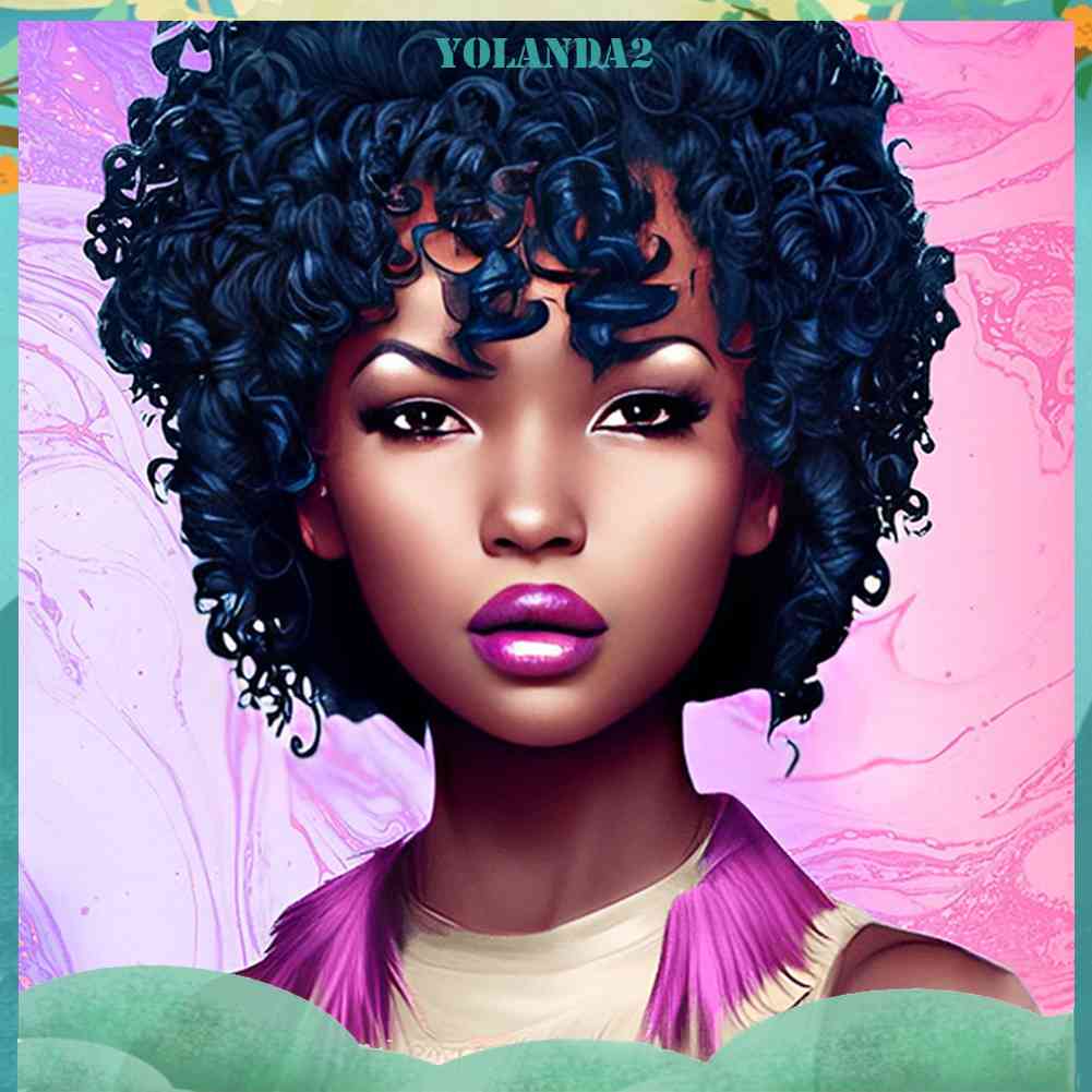 Bộ Tranh Đính Đá 5D Tự Làm Hình Cô Gái Tóc Xoăn Màu Đen Trang Trí Nhà Cửa