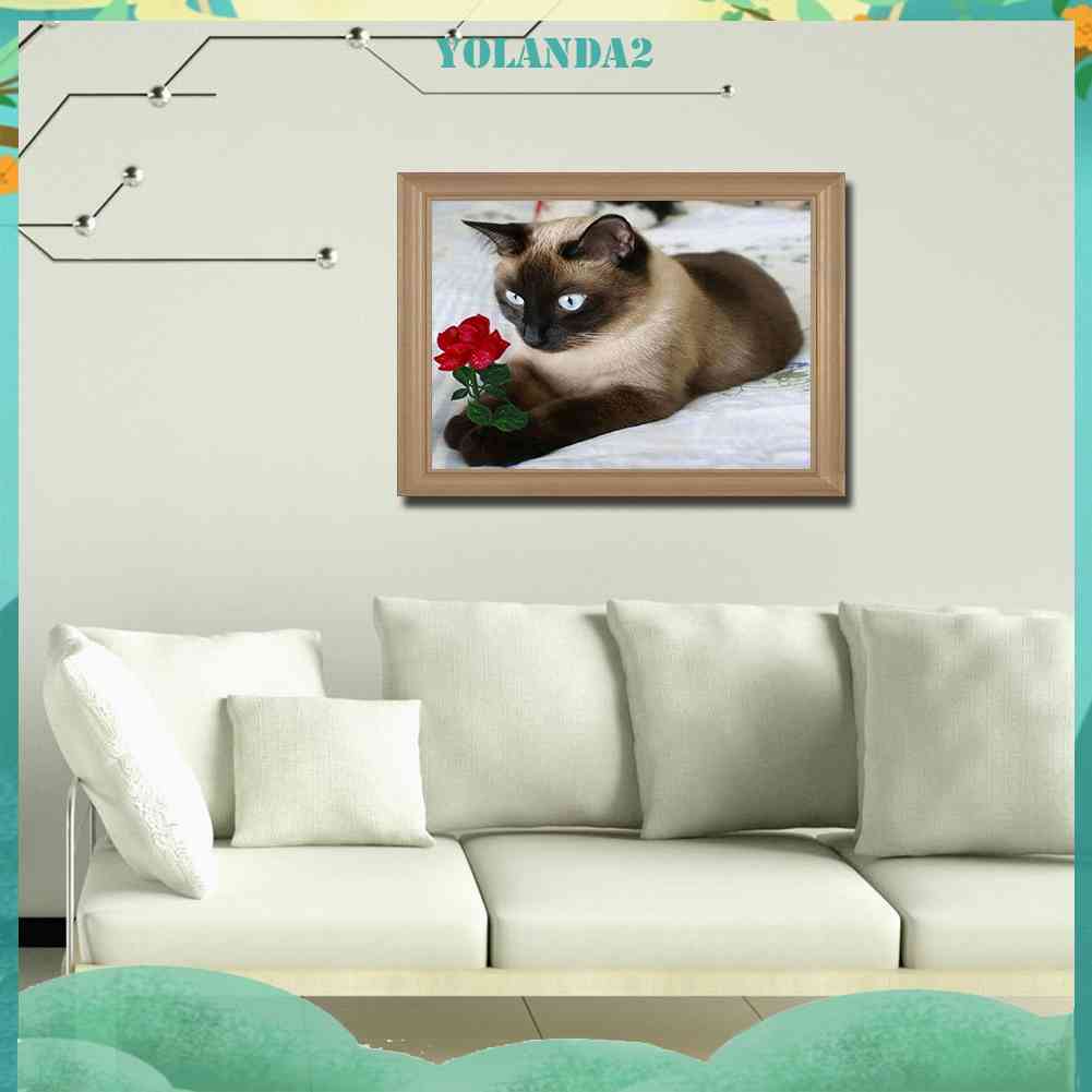 Bộ Tranh Đính Đá 5D Toàn Diện Họa Tiết Chú Mèo Dễ Thương Độc Đáo DIY Dùng Trang Trí