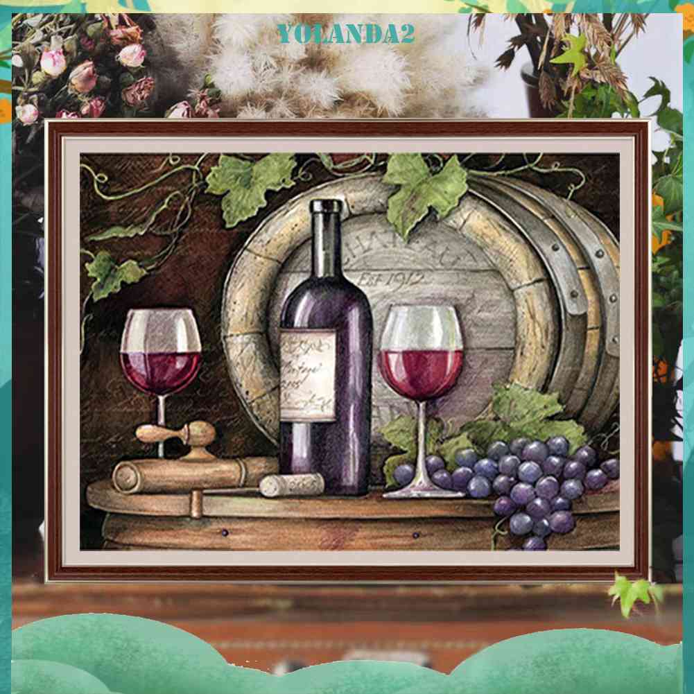 Tranh Đính Đá Kim Cương Toàn Bộ 5D DIY Hình Vẽ Chai Rượu