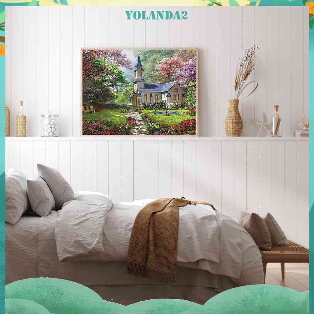 Bộ Tranh Đính Đá 5D Họa Tiết Ngôi Nhà Rừng Độc Đáo DIY Dùng Trang Trí