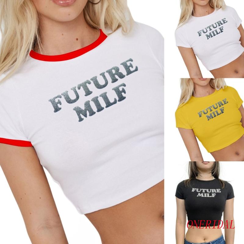 Áo Thun Tay Ngắn In Chữ ONERI Hot Girls Y2k