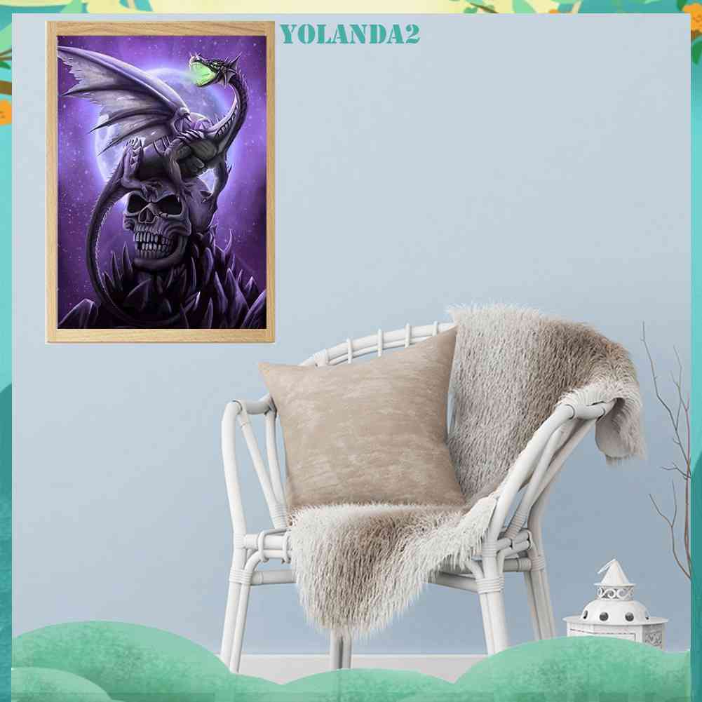 Tranh Đính Đá Kim Cương Toàn Bộ 5D DIY Hình Vẽ Rồng Đầu Lâu