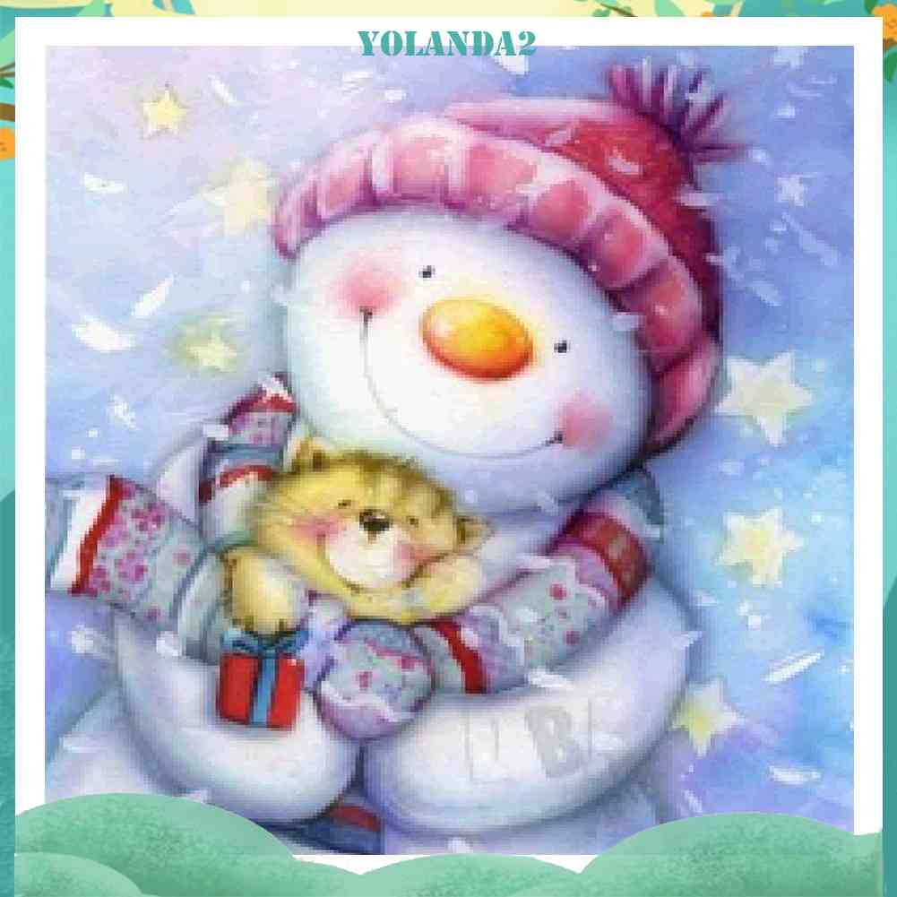 Tranh Đính Đá Kim Cương Toàn Bộ 5D DIY Hình Người Tuyết Giáng Sinh