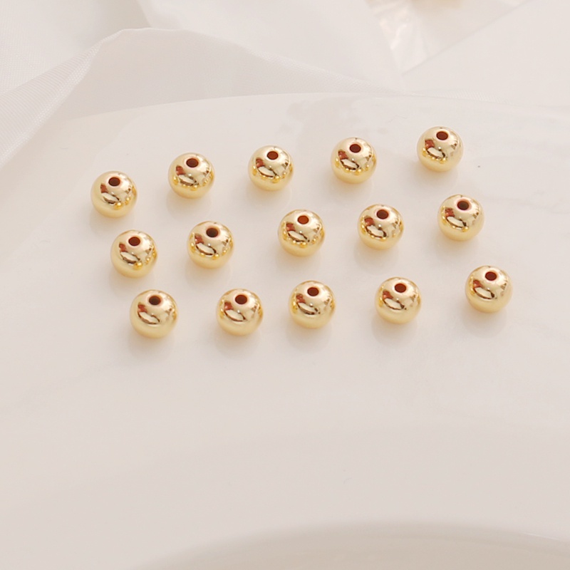 Bộ 50 Hạt Xâu Chuỗi Vàng 14k Kích Thước 6 * 5mm Dùng Để Làm Đồ Trang Sức Thủ Công