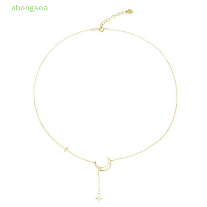 Abongsea Vòng Cổ Choker Hình Mặt Trăng Ngôi Sao Màu Vàng Đơn Giản Thời Trang Cho Nữ