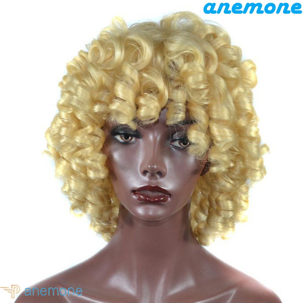 Bộ Tóc Giả Ngắn Xoăn Màu Nâu Đỏ Tự Nhiên Mềm Mại Cách Nhiệt Thoáng Khí Hóa Trang