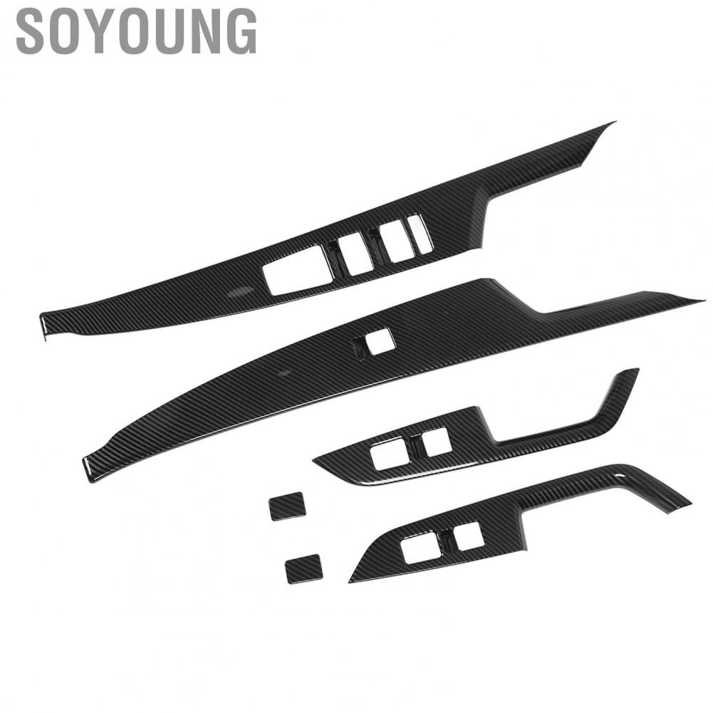 Soyoung Interior Window Lift Control Switch Trim  6 PCS Textured Car Frame Cover Left Drive Side for Auto
