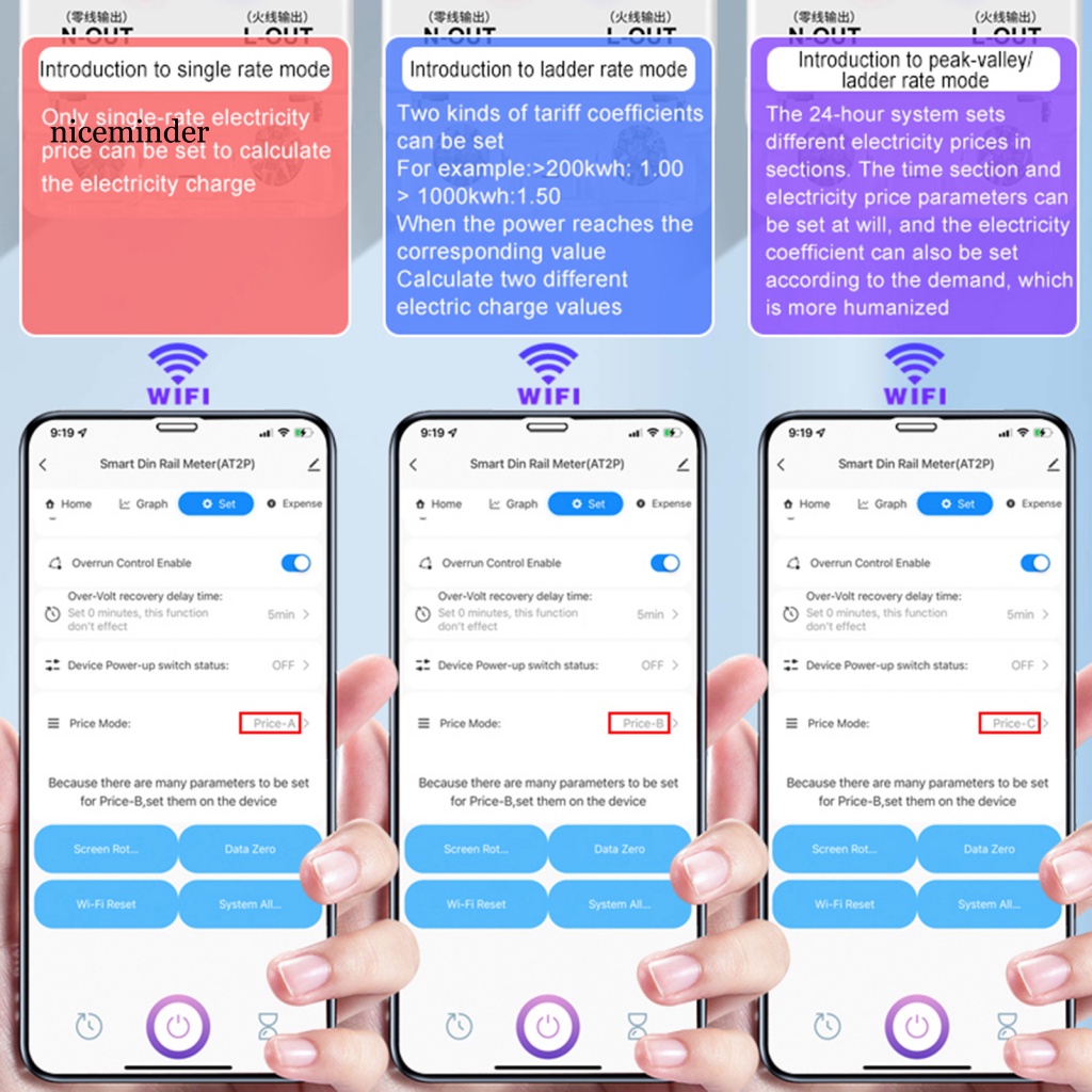 Thiết Bị Đo Năng Lượng Điện Tử NC 100A Chống Nhiễu Bảo Vệ Màn Hình Kỹ Thuật Số