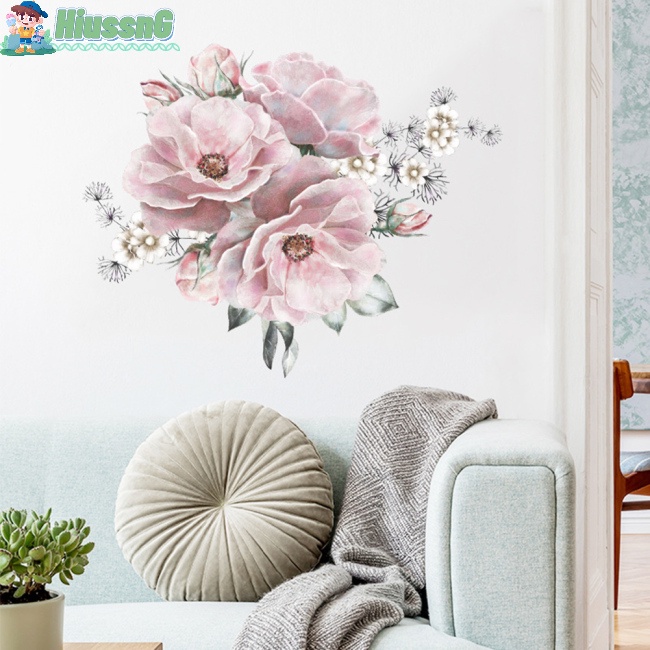 Sticker Dán Tường Họa Tiết Hoa Mẫu Đơn Và Hoa Mẫu Đơn Dùng Trong Trang Trí Phòng Ngủ