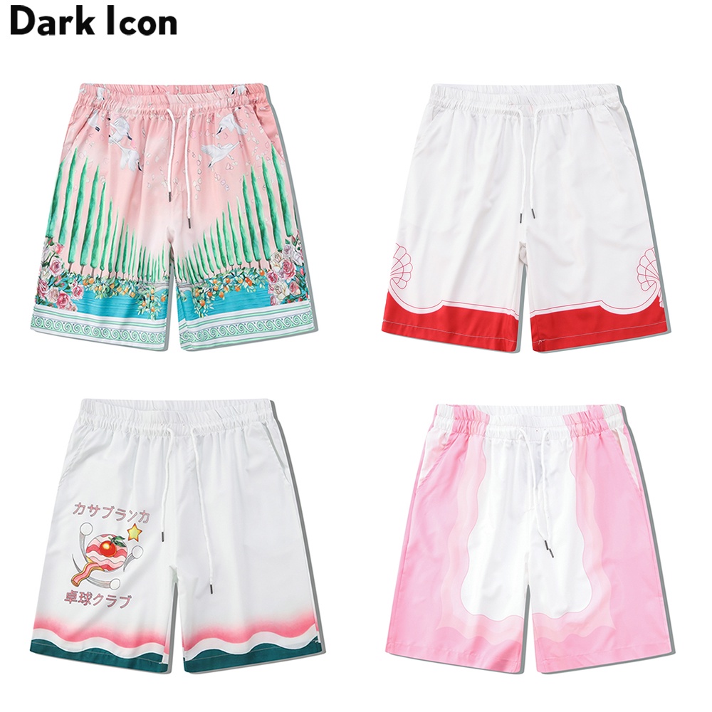 Quần Short Đi Biển Lưng Thun In Biểu Tượng Tối Màu Phong Cách Hawaii Thời Trang Mùa Hè Cho Nam