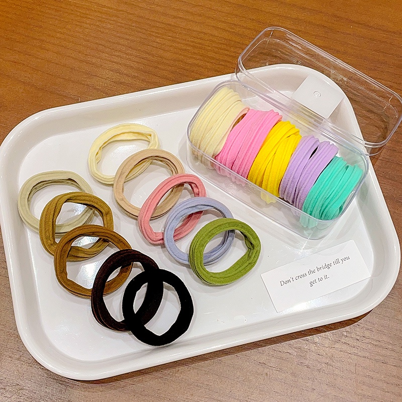 Set 5 / 10 Dây Cột Tóc Không Đường May Màu Sắc Ngọt Ngào Cho Nữ