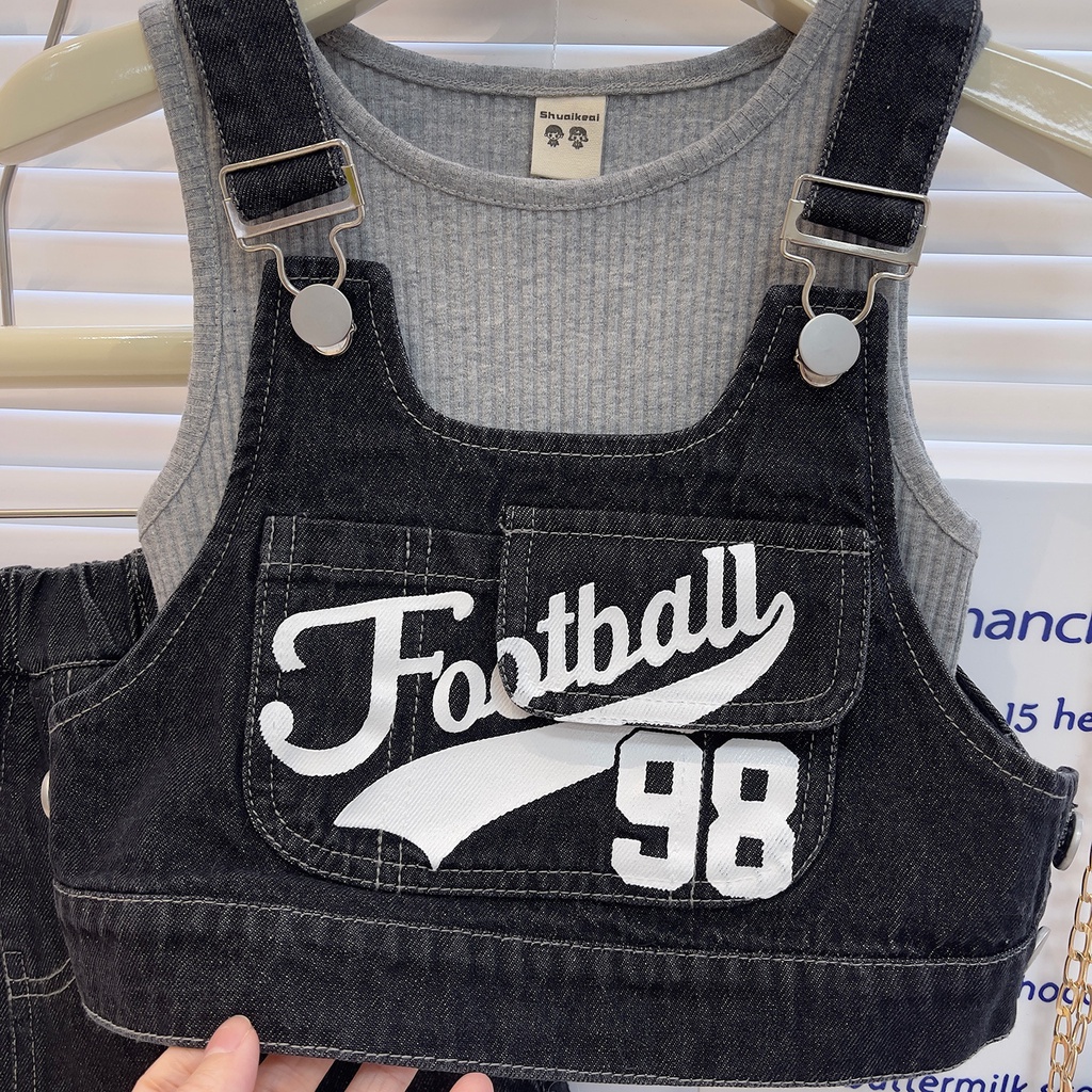 Bộ Đồ Hai Mảnh Áo Thun Tay Ngắn Phong Cách Hàn Quốc Dễ Thương Thời Trang Mùa Hè Cho Bé Gái