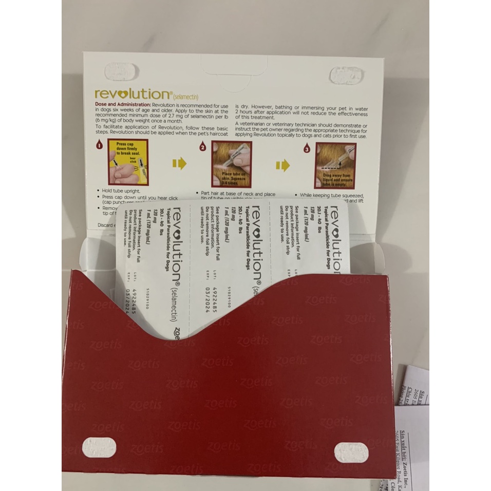 1 tuýp Revolution nhỏ gáy dành cho cún từ 9,08-18,16kg  màu đỏ