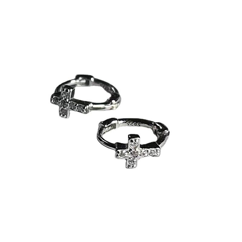 Bông Tai Mini HìNh Chữ ThậP ĐíNh Đá NhiềU MàU SắC