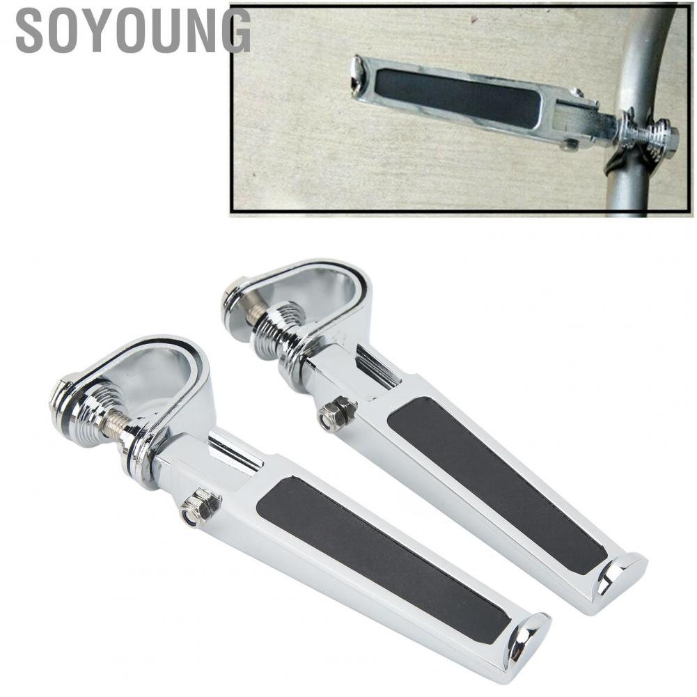 Soyoung Engine Guard Foot Pedals  2PCS U Clamp Foot Pegs Ergonomic Comfortable Riding  for Motorcycle Street Bike with 1in ‑ 1‑1/4in Highway Bar