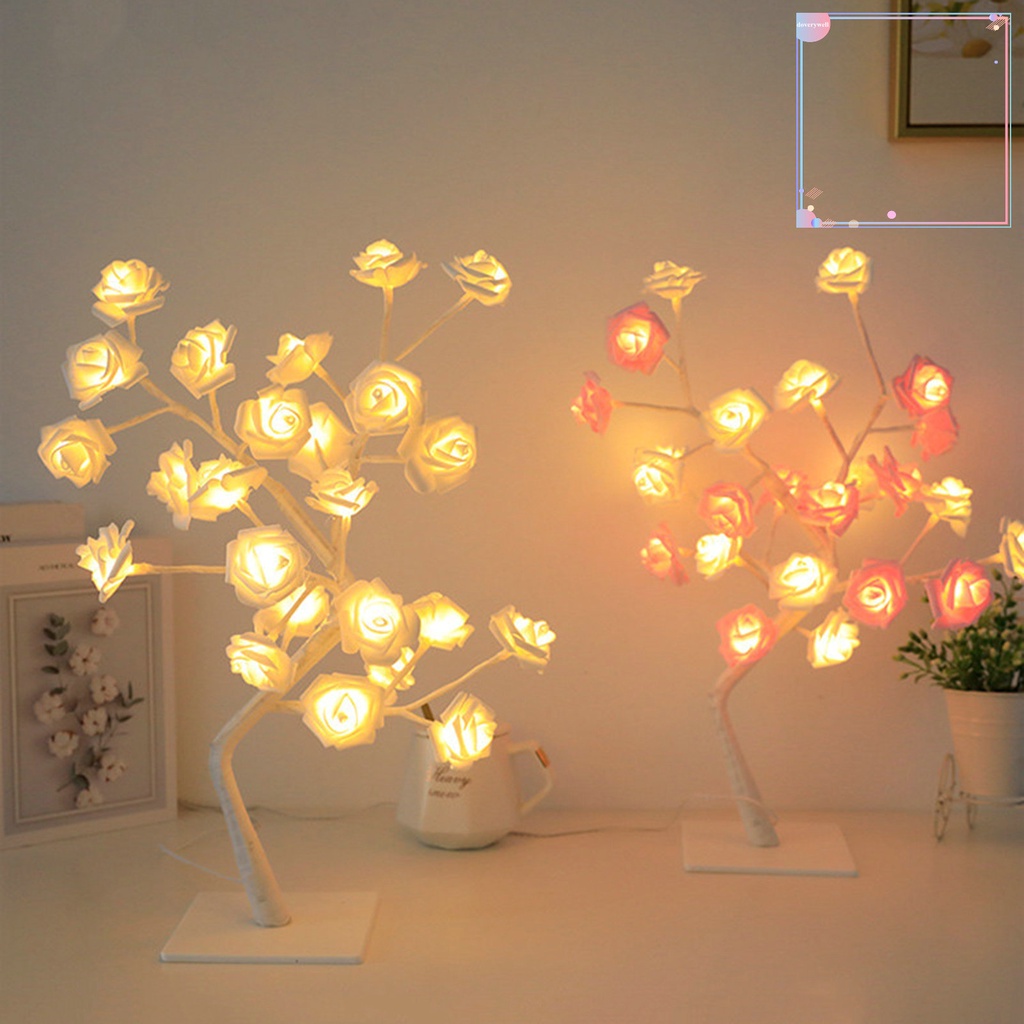 [DDJ] Đèn LED Để Bàn Hình Hoa Hồng Mềm Mại Công Suất Thấp Kết Nối Cổng USB Có Thể Tháo Rời