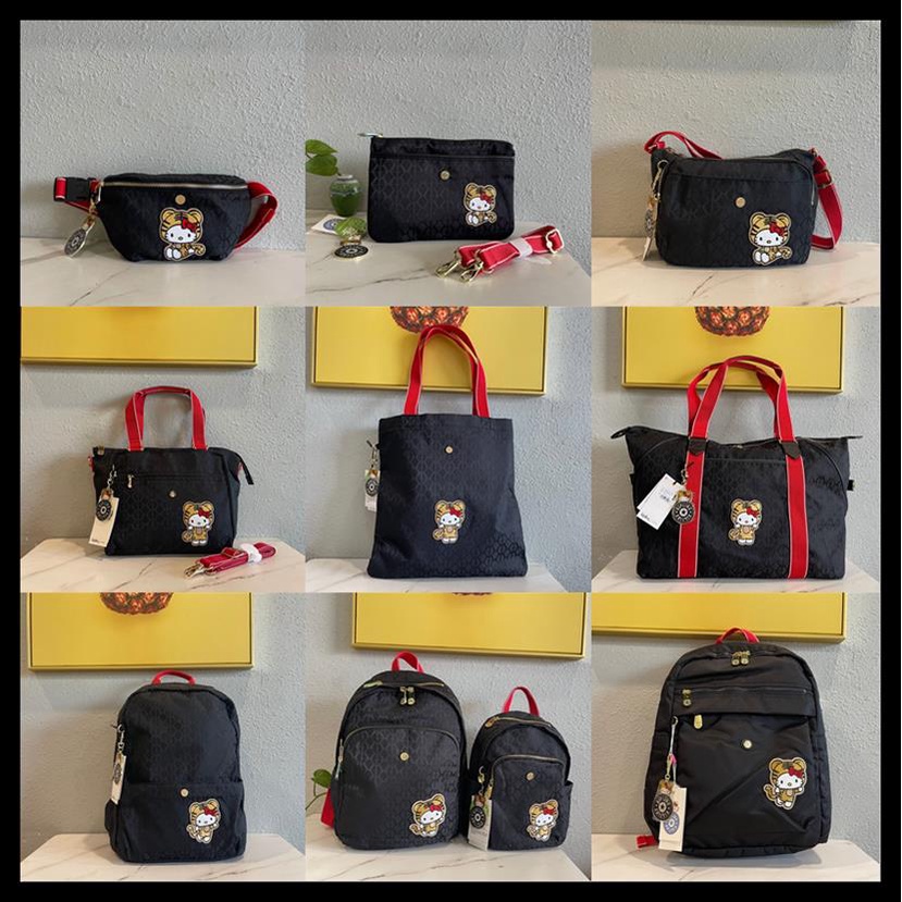 Túi Đeo Vai / Xách Tay Unisex Phiên Bản Giới Hạn Kipling Hello Kitty Màu Đen Thời Trang