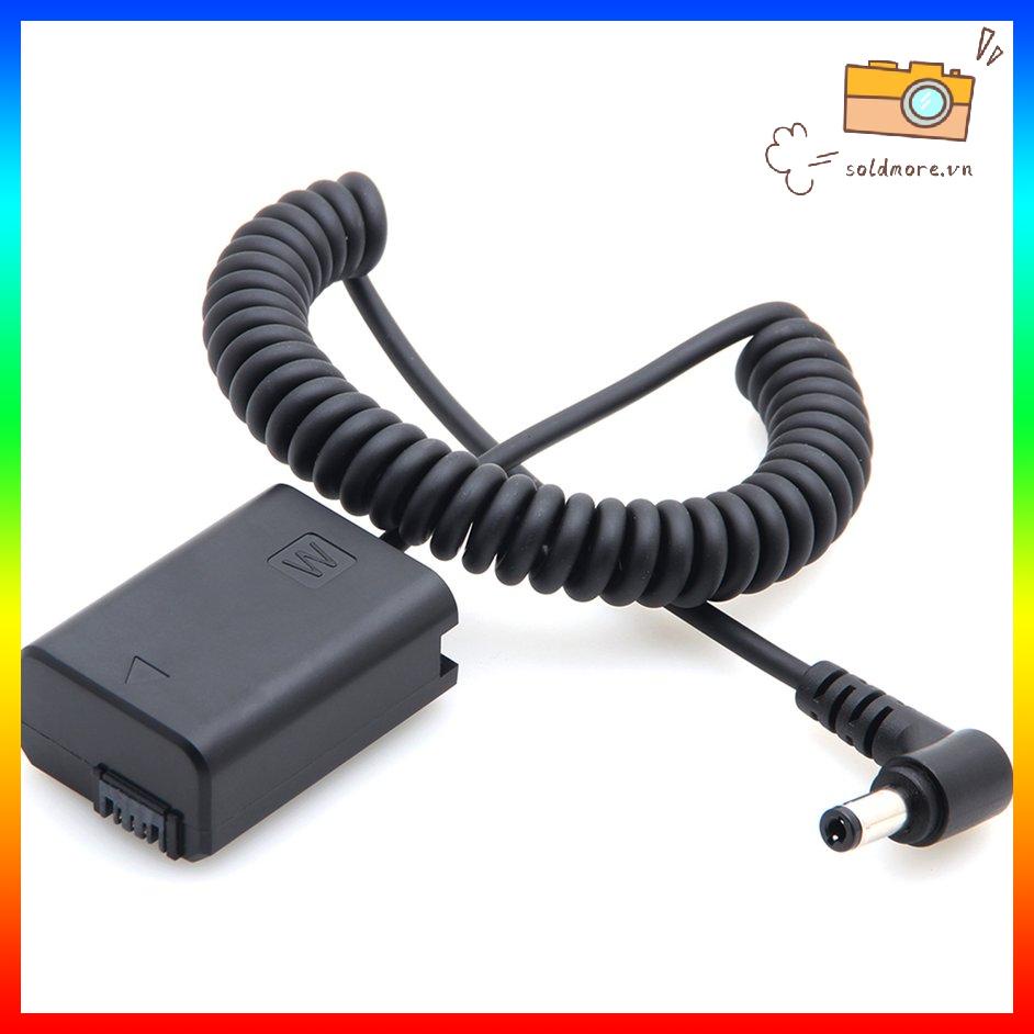 Bộ chuyển đổi ghép nối pin giả NP-FW50 với cáp cuộn đầu nối DC cho Sony