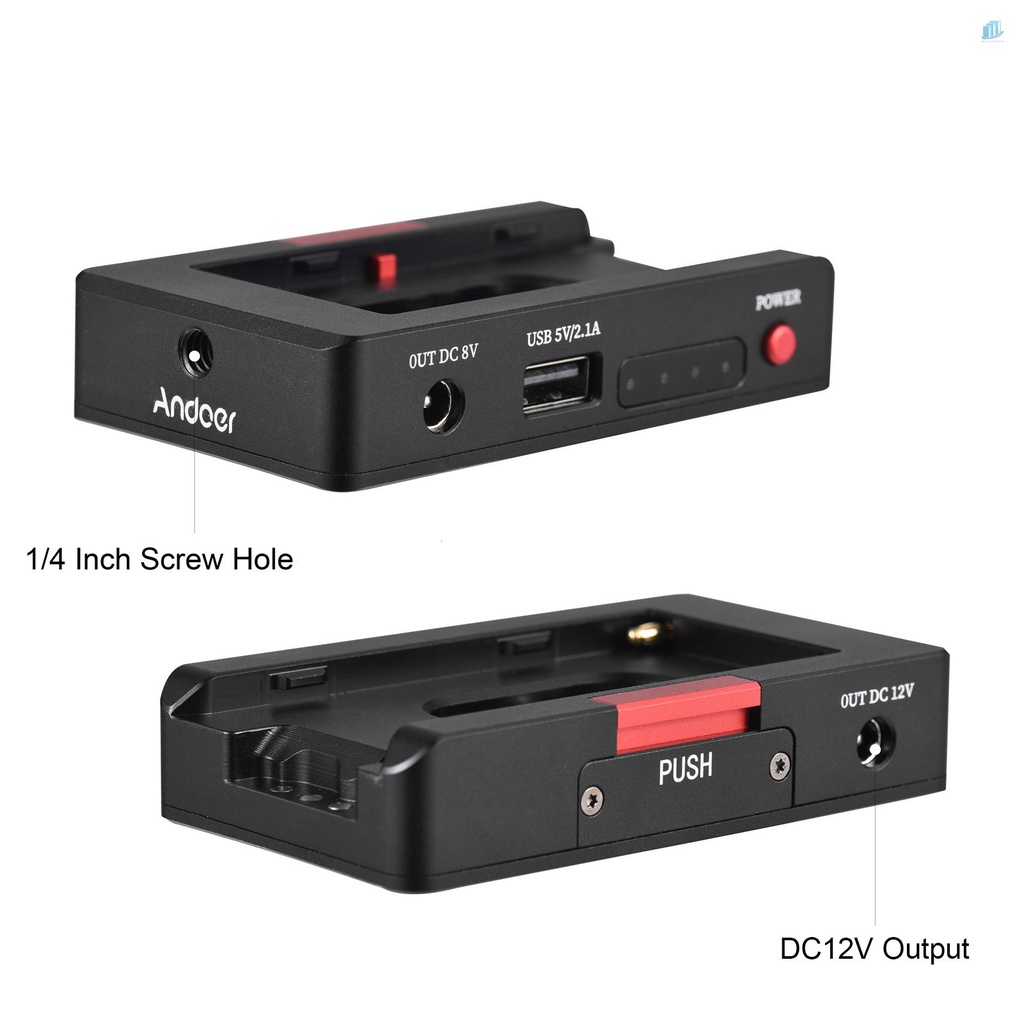 Bộ Sạc Pin Andoer NP-F DC12V DC8V DC8V 1 / 4 Inch Cho NP-F970 / NP-F950 / NP-F930 / NP-F930 / N