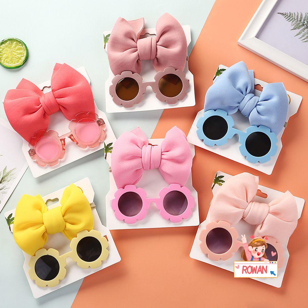 Set 2 Dây Buộc Tóc / Kính Mát Đi Biển Màu Sắc Tinh Khiết Dành Cho Trẻ Em