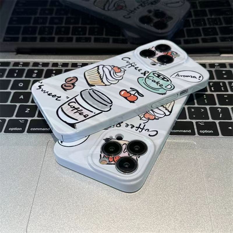 Ốp Điện Thoại Họa Tiết Cây Kem Cherry Vẽ Tay Phù Hợp Với Nữ Cho Apple iPhone13pro14pro 14 max Niche 1YBG