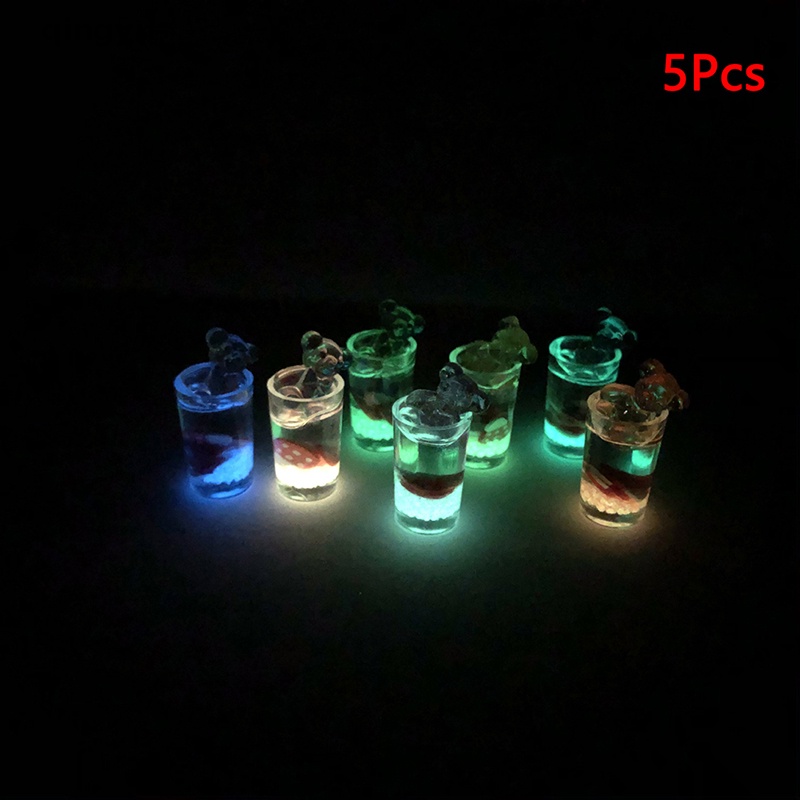 Bộ 5 Ly Uống Nước Mini Dạ Quang Hình Gấu Dễ Thương